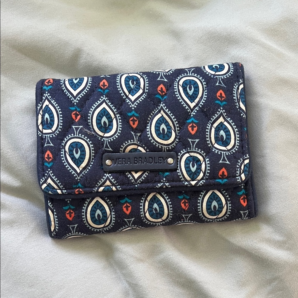 Vera Bradley Navy Quilted Wallet with Teardrop Print